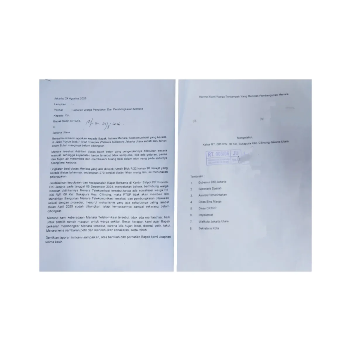 surat terbaru dari warga melalui pengurus pemerintah setempat